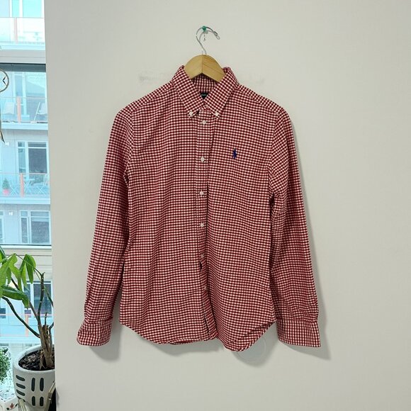 Ralph Lauren Red Checkered Button Down Shirt - Picture 1 of 6